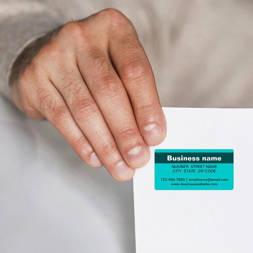 Highlighted Business Name on Teal Green Address Label