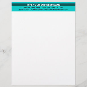 Highlighted Business Name on Teal Green Heading of Letterhead