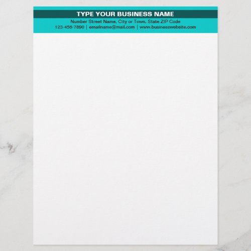Highlighted Business Name on Teal Green Heading of Letterhead