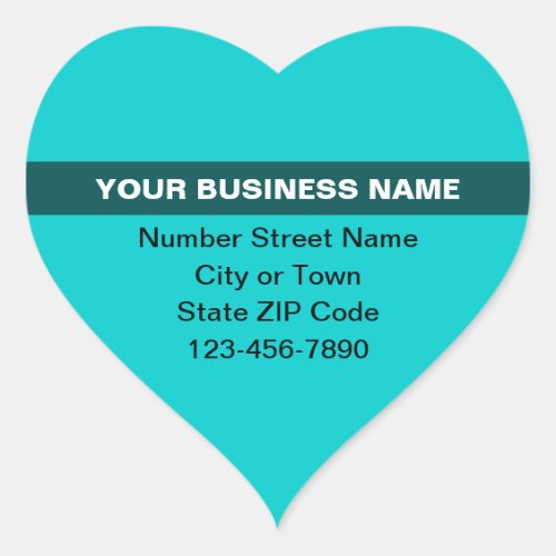 Highlighted Business Name on Teal Green Heart Sticker