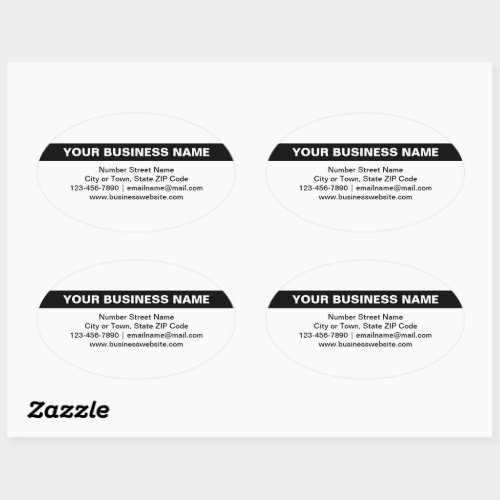 Highlighted Business Name on White Oval Sticker