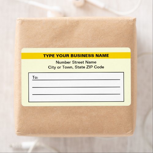 Highlighted Business Name on Yellow Shipping Label