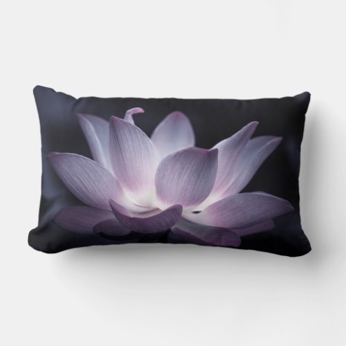 Highlighted Lotus flower floral photography Lumbar Pillow