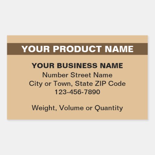 Highlighted Product Name on Light Brown Rectangular Sticker