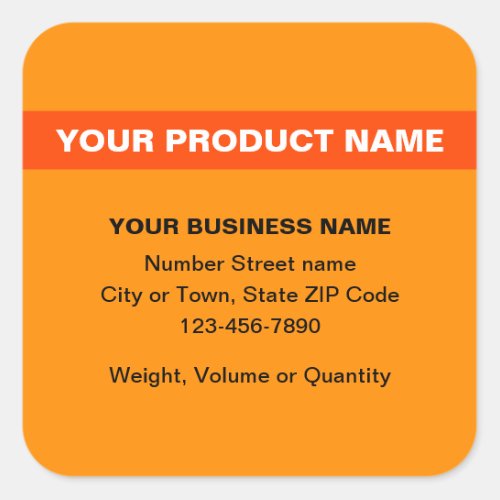 Highlighted Product Name on Orange Color Square Sticker