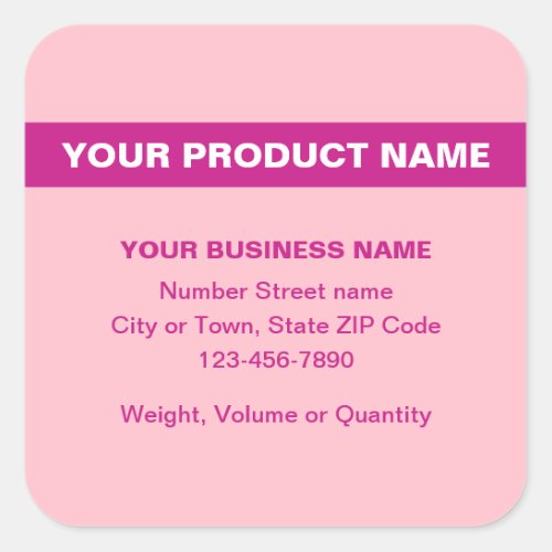 Highlighted Product Name on Pink Square Sticker