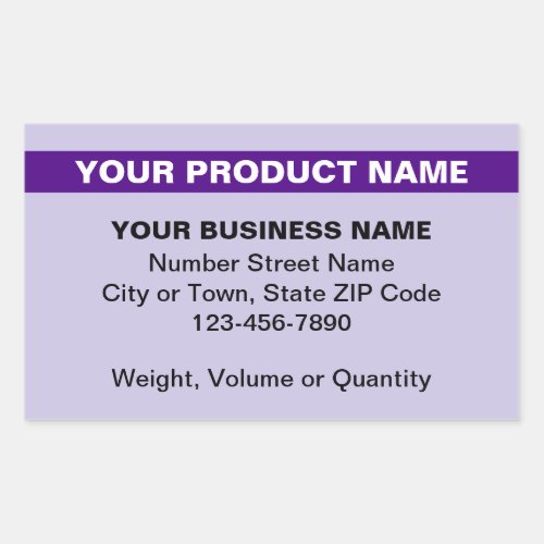 Highlighted Product Name on Purple Rectangular Sticker