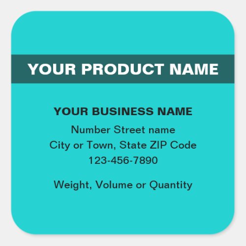 Highlighted Product Name on Teal Green Square Sticker