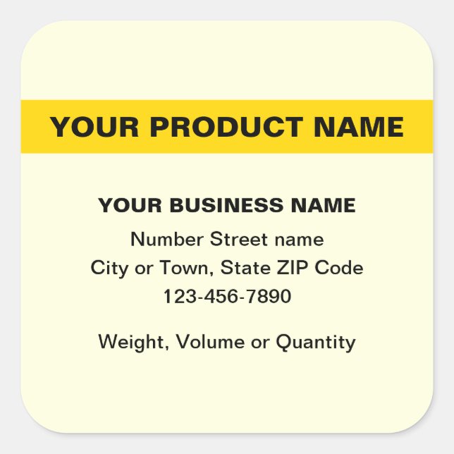Highlighted Product Name on Yellow Square Sticker (Front)