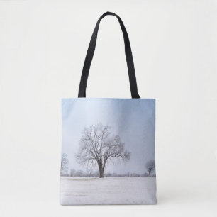 Highlighted Winter Oak Tree Tote Bag