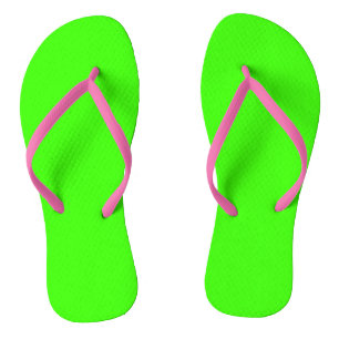 Highlighter Neon Green Solid Color Flip Flops