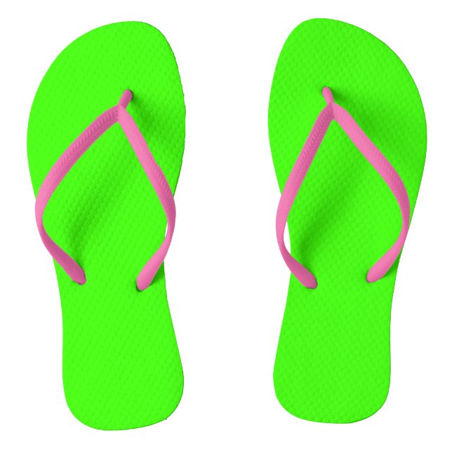 Highlighter Neon Green Solid Color Flip Flops (Footbed)
