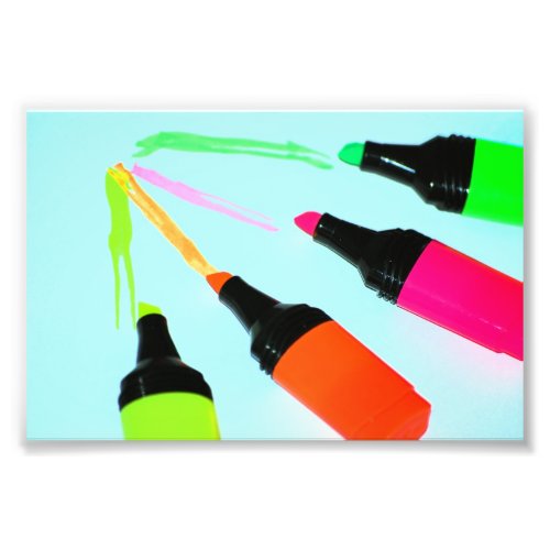 HIGHLIGHTER PENS Neon PINK ORANGE GREEN LIME SCHOO Photo Print