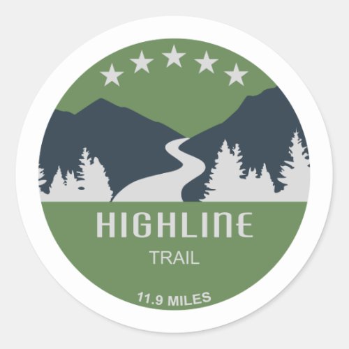 Highline Trail Glacier National Park Classic Round Sticker
