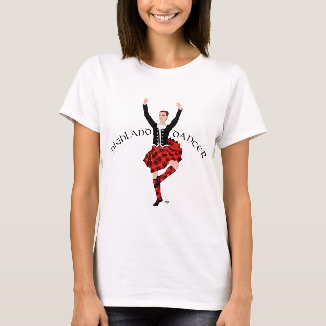 Highlland Dancer in Red Plaid T-Shirt (Front)