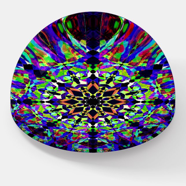 Highly Colorful Mandala Paperweight (Angled)