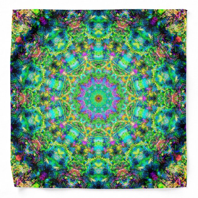 Highly Colorful Psychedelic Mandala Bandana (Front)