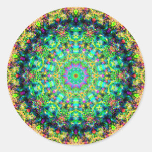 Highly Colorful Psychedelic Mandala Classic Round Sticker