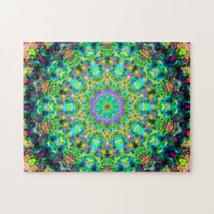 Highly Colorful Psychedelic Mandala Jigsaw Puzzle