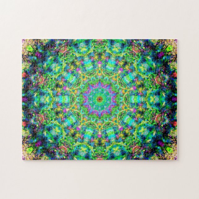 Highly Colorful Psychedelic Mandala Jigsaw Puzzle (Horizontal)