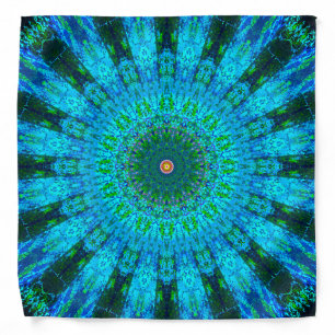 Highly Detailed Green and Blue Mandala Bandana