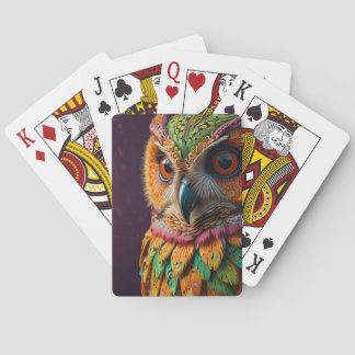 highly detailed owl with psychedelic patterns poker cards