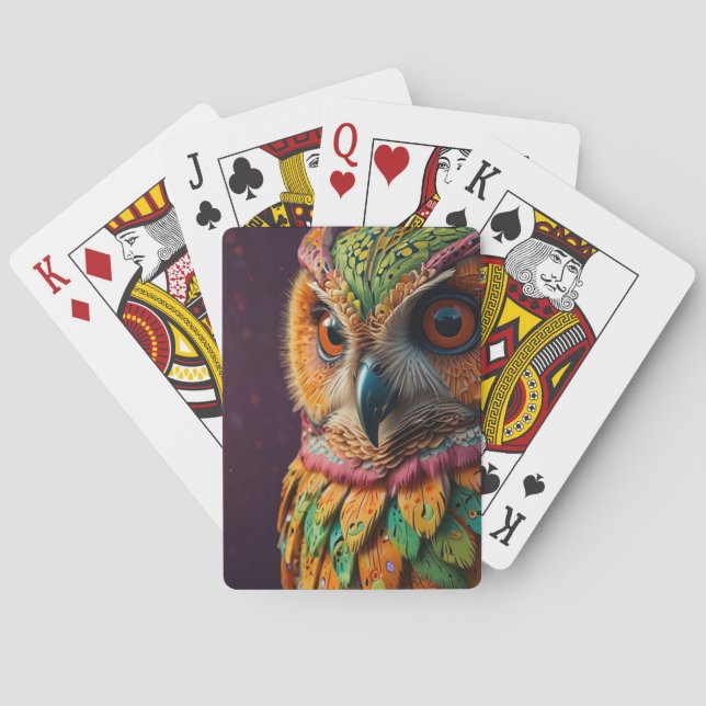 highly detailed owl with psychedelic patterns poker cards (Back)