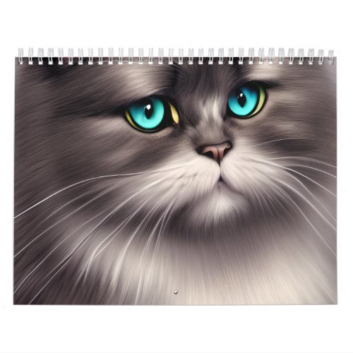 Highly Detailed Persian Cat Digital Triptych Calendar