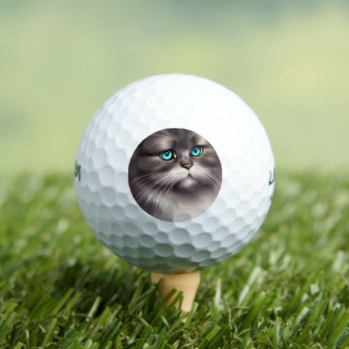Highly Detailed Persian Cat Digital Triptych Golf Balls