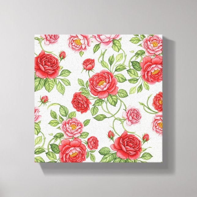 Highly detailed seamless floral pattern canvas print (Front)