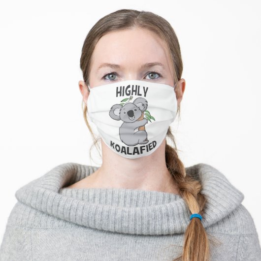 Highly Koalafied Koala | White Adult Cloth Face Mask (Worn)