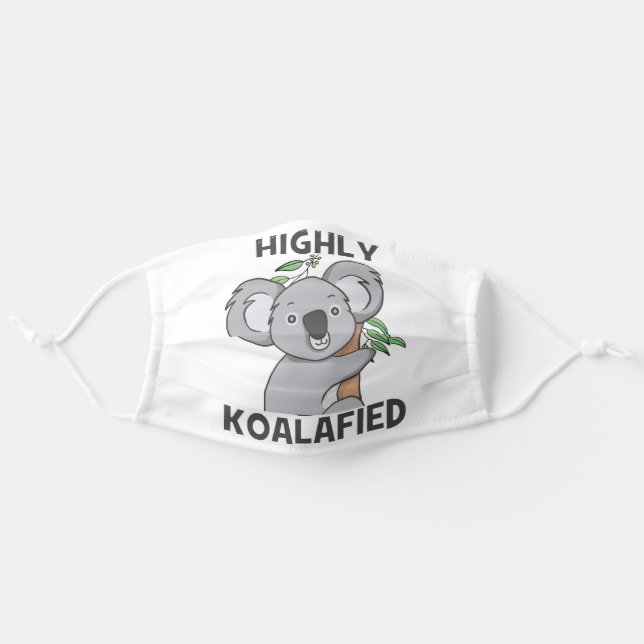 Highly Koalafied Koala | White Adult Cloth Face Mask (Front, Unfolded)