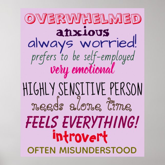 HIGHLY SENSITIVE PERSON Traits Words Design Poster (Front)