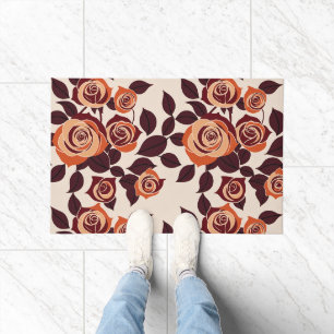 Highly Stylized Roses In Shades Of Orange Doormat