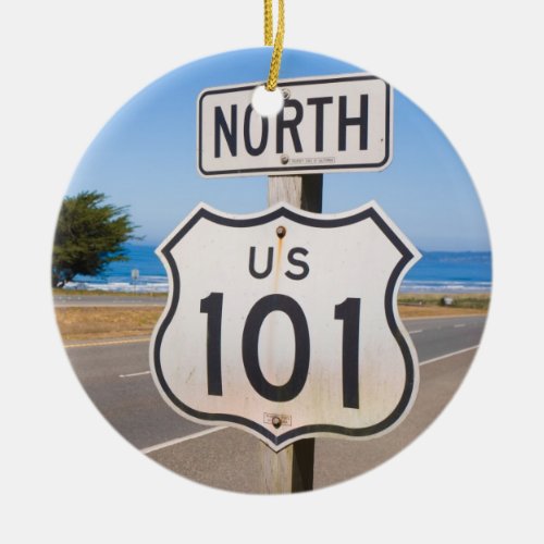Highway 101 North Ceramic Ornament