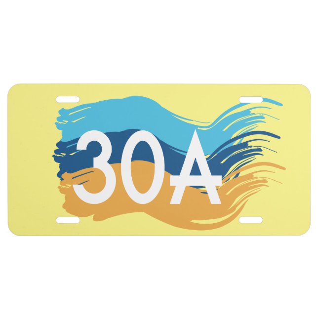 Highway 30A Florida Beach Artistic Swash License Plate (Front)