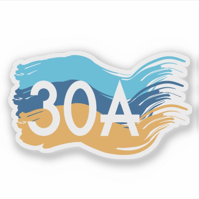 Highway 30A Florida Beach Swash Design Sticker (Front)