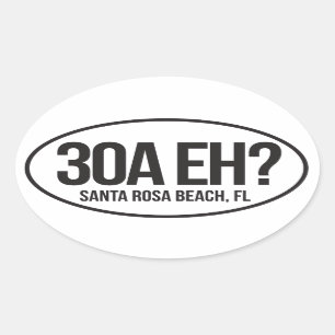 Highway 30A Florida Oval Sticker for Canadians Eh