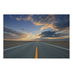 Highway at Sunrise Day Wood Wall Art
