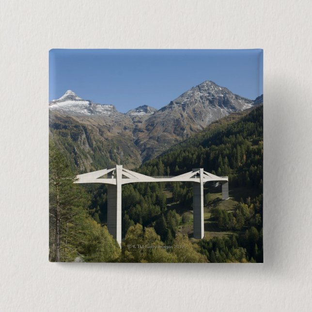 Highway bridge in the Alps Pinback Button (Front)