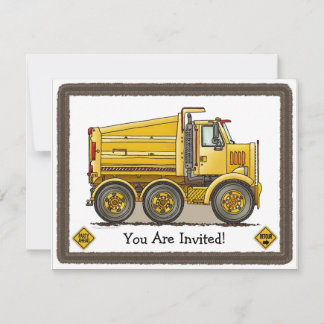 Highway Dump Truck Kids Party Invitation