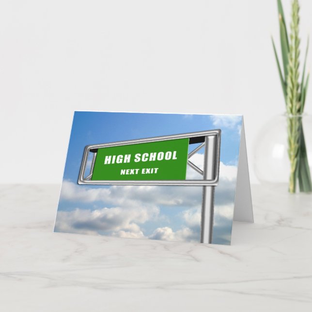 Highway Exit Sign Graduation High School Next Invitation (Front)