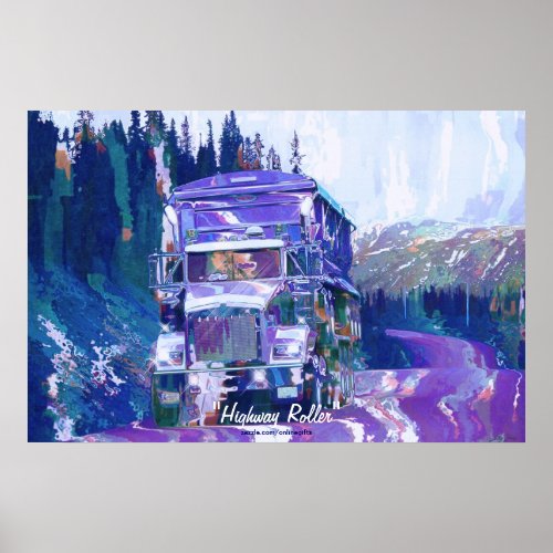 Highway Grain Hauling Truck Transport Art Poster
