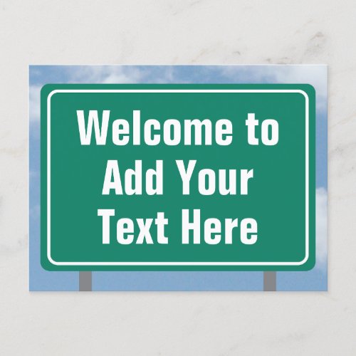 Highway Green Welcome Sign with any text Postcard
