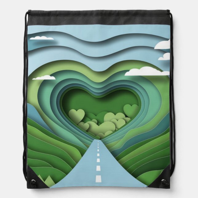 Highway Hearts Drawstring Backpack (Front)