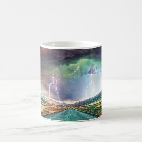 Highway Lightning Landscape Greeting Coffee Mug