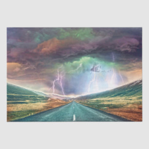 Highway Lightning Landscape Greeting Tissue Paper