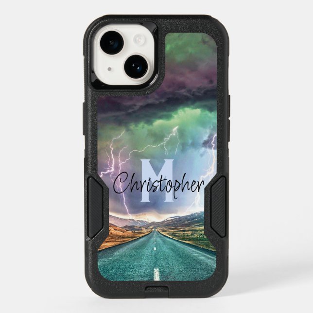 Highway Lightning Landscape Monogram Otterbox iPhone Case (Back)