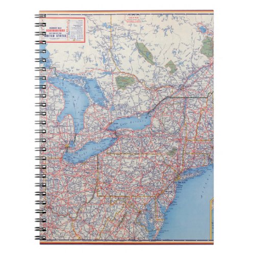 Highway Map Northeastern united states Notebook