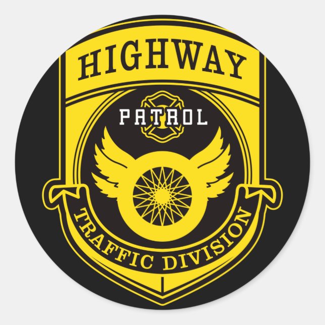 Highway Patrol Classic Round Sticker (Front)